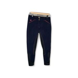 Piper By Smartpak  Breeches Size 30R Stretch 26" Length Navy Blue /pink Riding